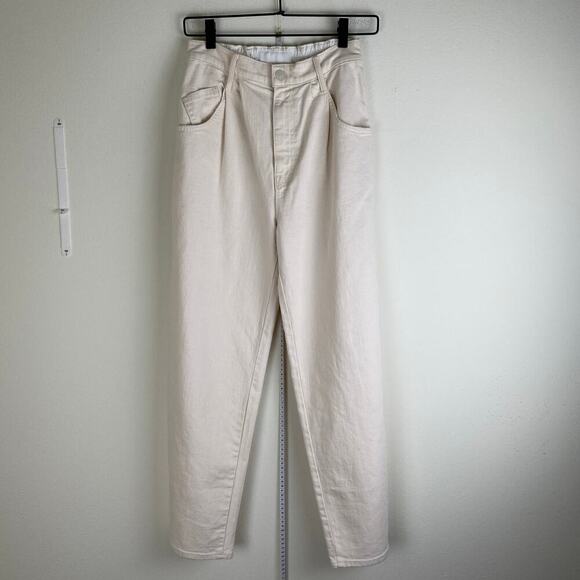 Mother Half Spring Pleated Greaser Size 25 Natural Cream Wide Crop Ankle Jeans - Picture 8 of 16